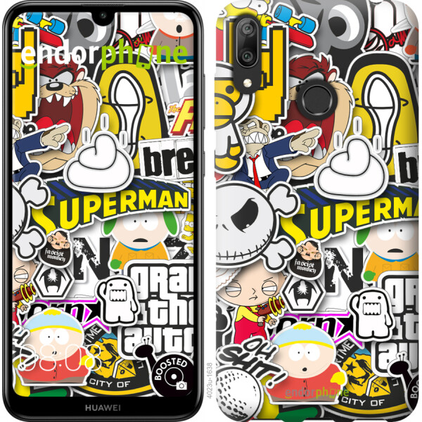 

Чехол на Huawei Y7 2019 Popular logos 4023u-1638, Силикон