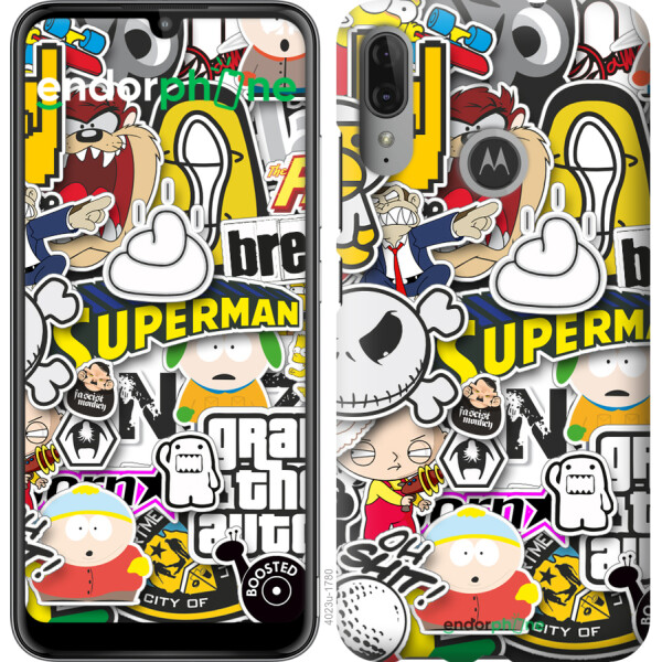 

Чехол на Motorola Moto E6 Plus Popular logos 4023u-1780, Силикон