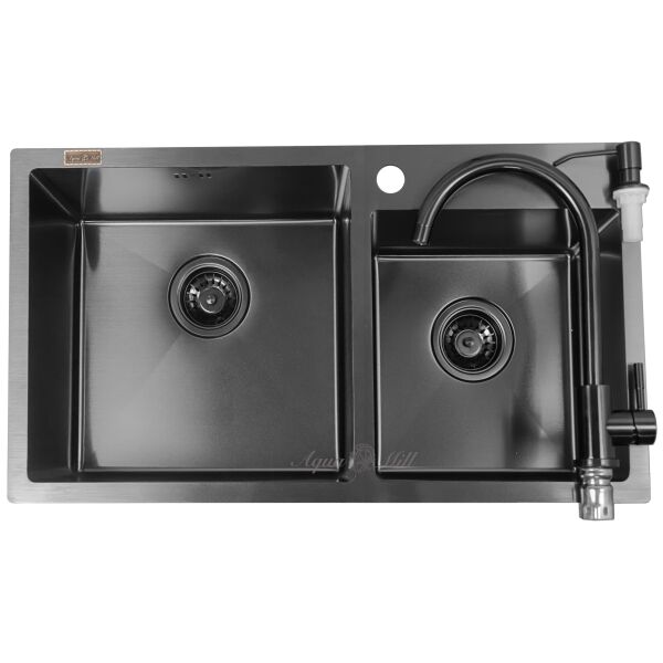 

Мойка из нержавейки AQUAMILL MIXXUS 7843 черная + дозатор + смеситель