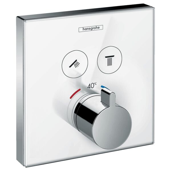 

Смеситель термостатический для душа внешняя часть Hansgrohe ShowerSelect стеклянный 15738400 белый/хром (56796)