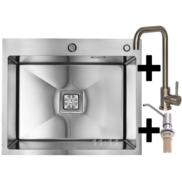 

Мойка из нержавейки AQUAMILL KUBUS 60 + Смеситель