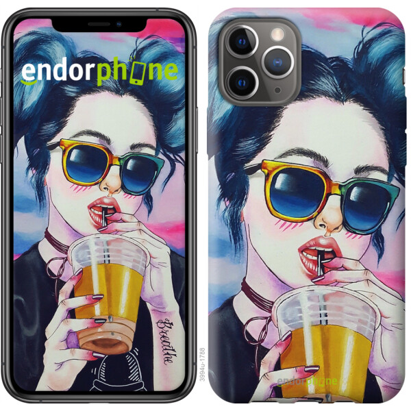

Чехол на iPhone 11 Pro Арт-девушка в очках 3994c-1788, Пластик глянцевый