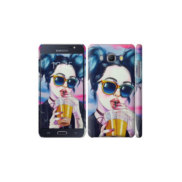 

Чехол на Samsung Galaxy J5 (2016) J510H Арт-девушка в очках 3994c-264, Пластик глянцевый