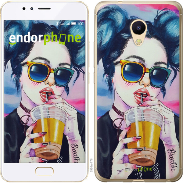 Чехол на Meizu M5s Арт-девушка в очках 3994u-776, Силикон