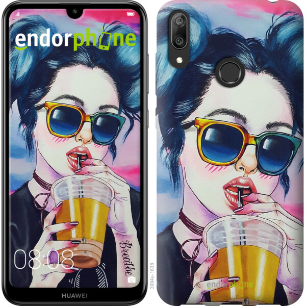 

Чехол на Huawei Y7 2019 Арт-девушка в очках 3994u-1638, Силикон