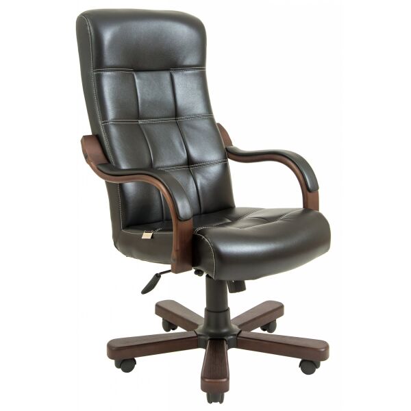 

Офисное Кресло Руководителя Virginia Кожа Комбо Wood Lux М1 Tilt Черное