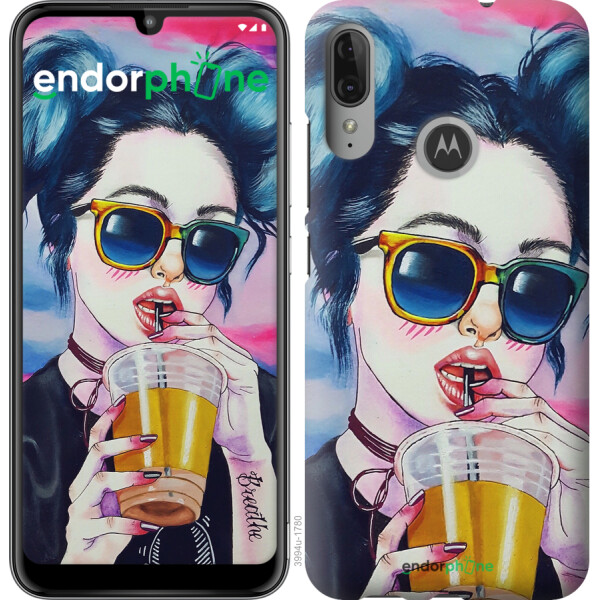 

Чехол на Motorola Moto E6 Plus Арт-девушка в очках 3994u-1780