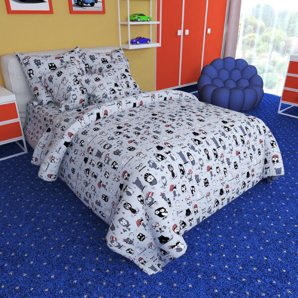 

Уютная Жизнь Бязь Голд Полуторный 150x220 Совы (K-G-N-0644-grey)