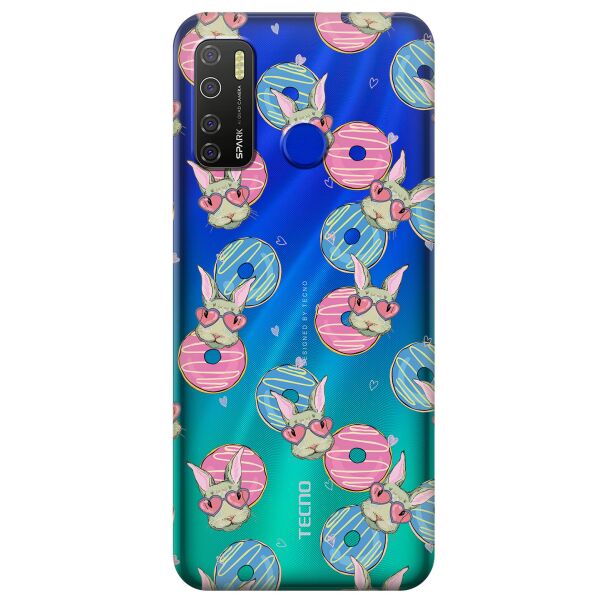 

Прозрачный силиконовый чехол iSwag для Tecno Spark 5 Pro с рисунком - Зайчики (KS9580)
