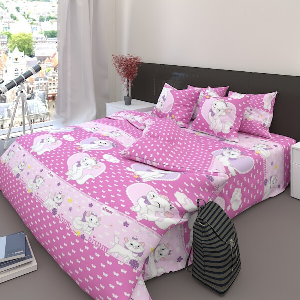 

Уютная Жизнь Бязь Голд Полуторный 150x220 Кошечки (K-G-N-7559-pink)