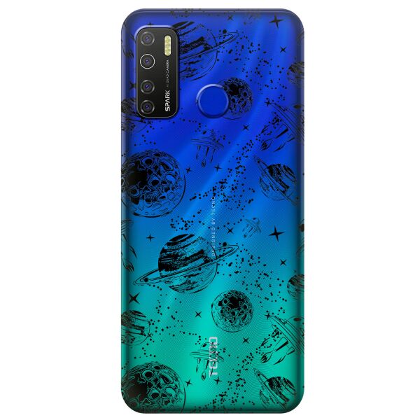 

Прозрачный силиконовый чехол iSwag для Tecno Spark 5 Pro с рисунком - Космос (KS9588)