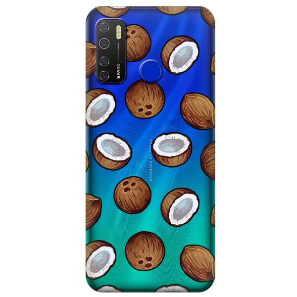 

Прозрачный силиконовый чехол iSwag для Tecno Spark 5 Pro с рисунком - Кокосы (KS9589)