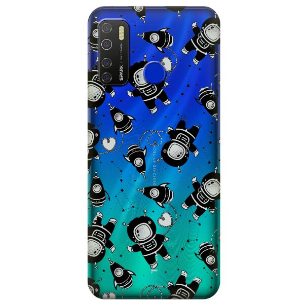 

Прозрачный силиконовый чехол iSwag для Tecno Spark 5 Pro с рисунком - Космонавты (KS9594)