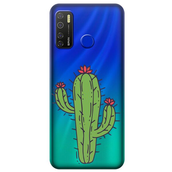 

Прозрачный силиконовый чехол iSwag для Tecno Spark 5 Pro с рисунком - Тропический кактус (KS9596)