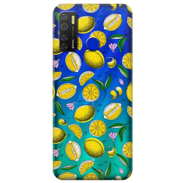 

Прозрачный силиконовый чехол iSwag для Tecno Spark 5 Pro с рисунком - Лимоны (KS9599)