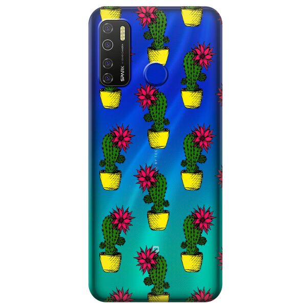 

Прозрачный силиконовый чехол iSwag для Tecno Spark 5 Pro с рисунком - Кактусы (KS9603)