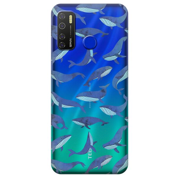 

Прозрачный силиконовый чехол iSwag для Tecno Spark 5 Pro с рисунком - Киты (KS9609)