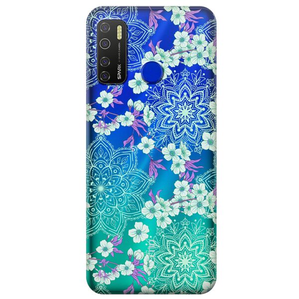 

Прозрачный силиконовый чехол iSwag для Tecno Spark 5 Pro с рисунком - Цветочная мандала (KS9612)