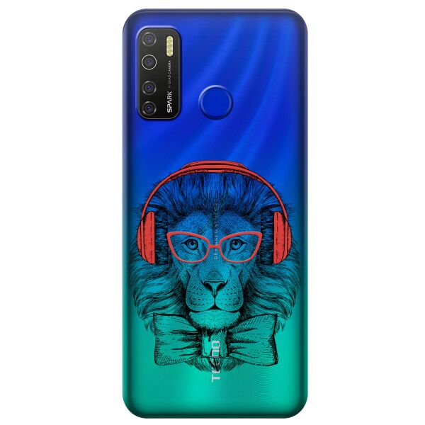 

Прозрачный силиконовый чехол iSwag для Tecno Spark 5 Pro с рисунком - Лев (KS9632)