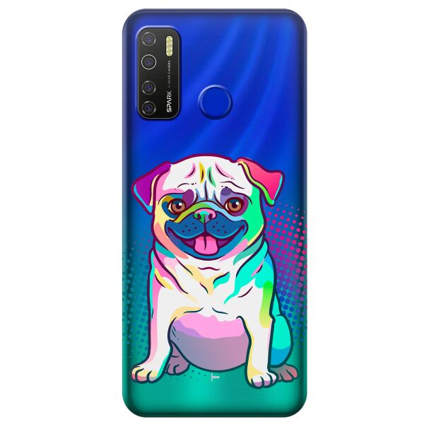 

Прозрачный силиконовый чехол iSwag для Tecno Spark 5 Pro с рисунком - Мопс (KS9635)