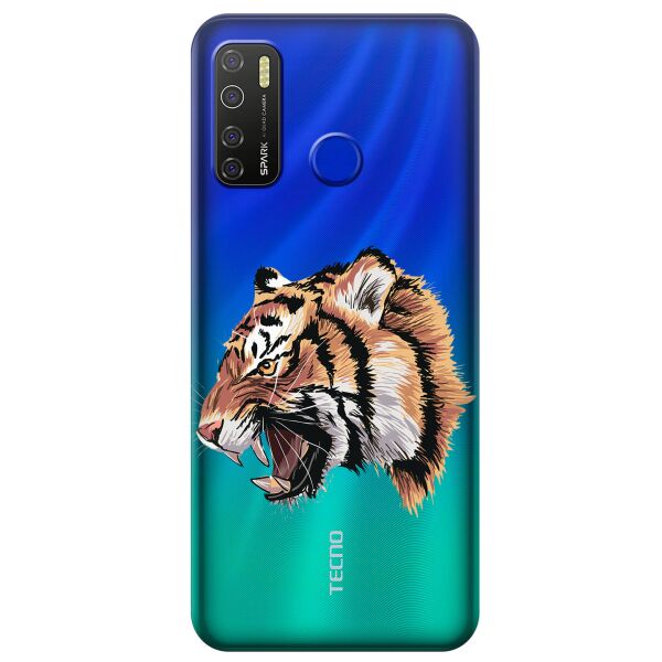 

Прозрачный силиконовый чехол iSwag для Tecno Spark 5 Pro с рисунком - Тигр (KS9638)
