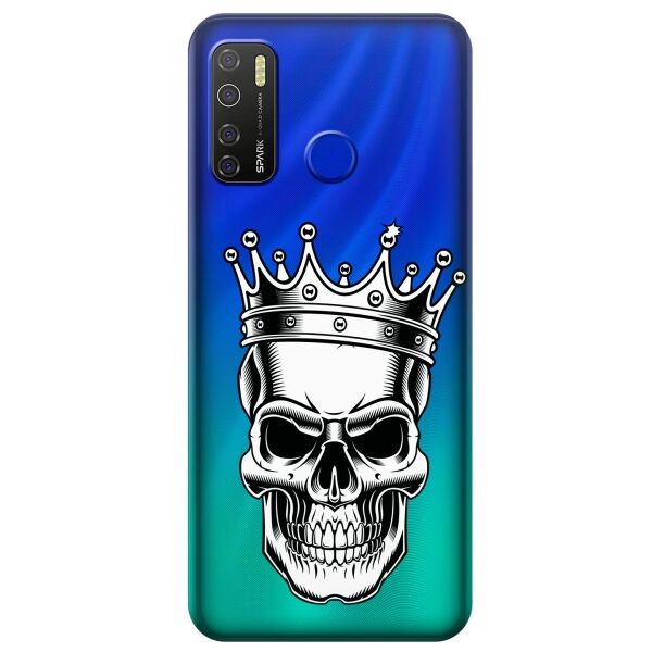 

Прозрачный силиконовый чехол iSwag для Tecno Spark 5 Pro с рисунком - Царский череп (KS9640)