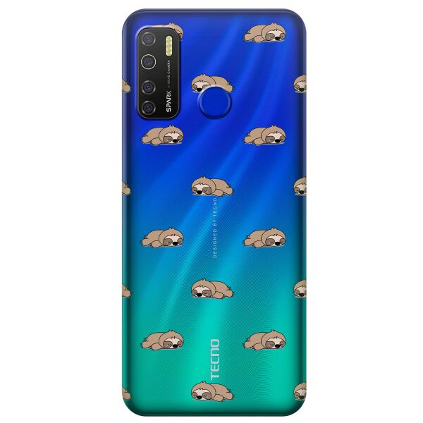 

Прозрачный силиконовый чехол iSwag для Tecno Spark 5 Pro с рисунком - Спящие ленивцы (KS9641)