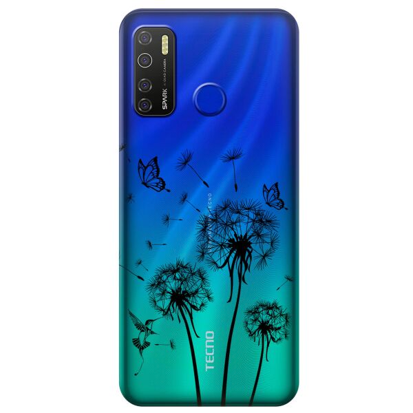 

Прозрачный силиконовый чехол iSwag для Tecno Spark 5 Pro с рисунком - Одуванчики (KS9646)