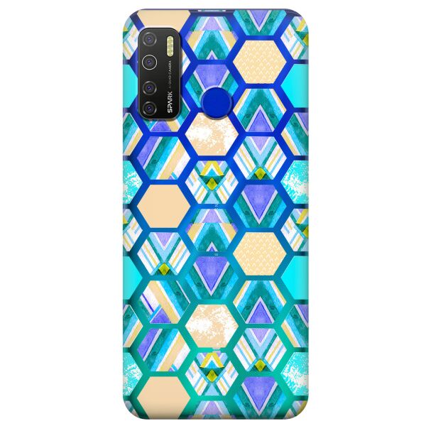 

Прозрачный силиконовый чехол iSwag для Tecno Spark 5 Pro с рисунком - Ромбы (KS9649)