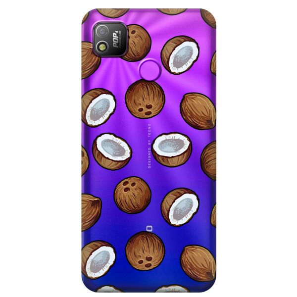 

Прозрачный силиконовый чехол iSwag для Tecno POP 4 (BC2) с рисунком - Кокосы (KS10039)
