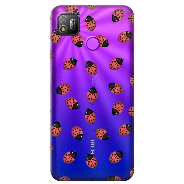 

Прозрачный силиконовый чехол iSwag для Tecno POP 4 (BC2) с рисунком - Божьи коровки (KS10058)