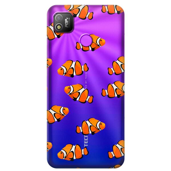 

Прозрачный силиконовый чехол iSwag для Tecno POP 4 (BC2) с рисунком - Рыбки (KS10066)