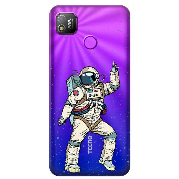 

Прозрачный силиконовый чехол iSwag для Tecno POP 4 (BC2) с рисунком - Веселый космонавт (KS10077)