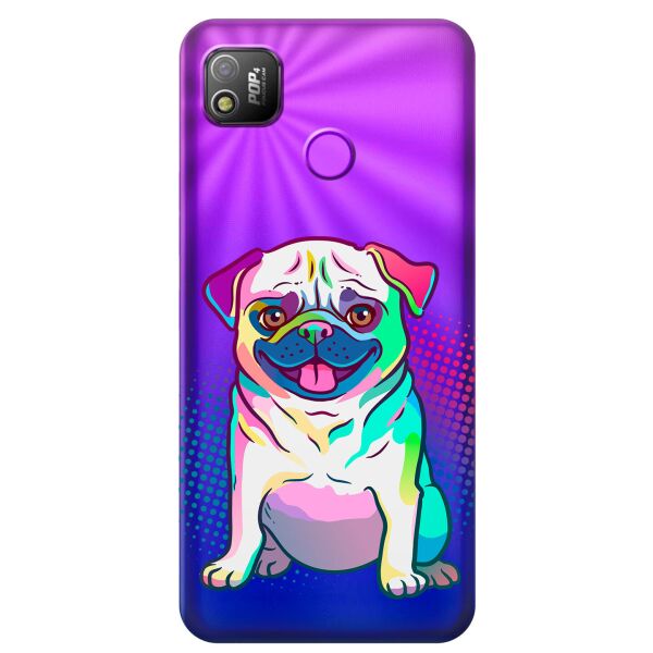 

Прозрачный силиконовый чехол iSwag для Tecno POP 4 (BC2) с рисунком - Мопс (KS10085)