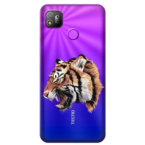 

Прозрачный силиконовый чехол iSwag для Tecno POP 4 (BC2) с рисунком - Тигр (KS10088)