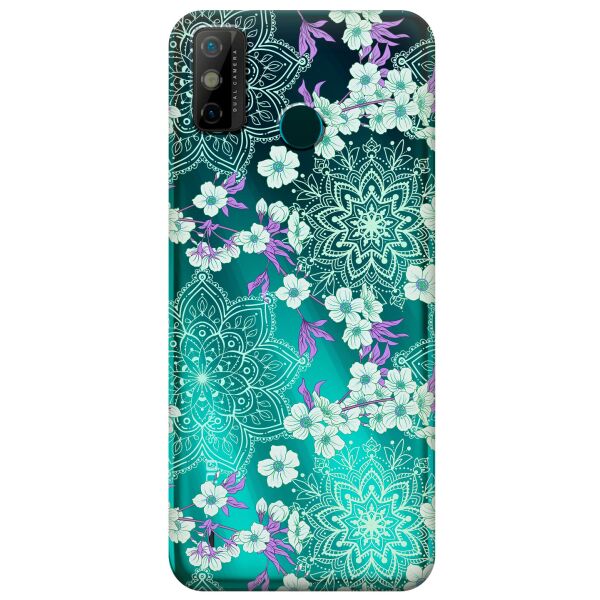 

Прозрачный силиконовый чехол iSwag для Tecno Spark 6 Go с рисунком - Цветочная мандала (KS9462)
