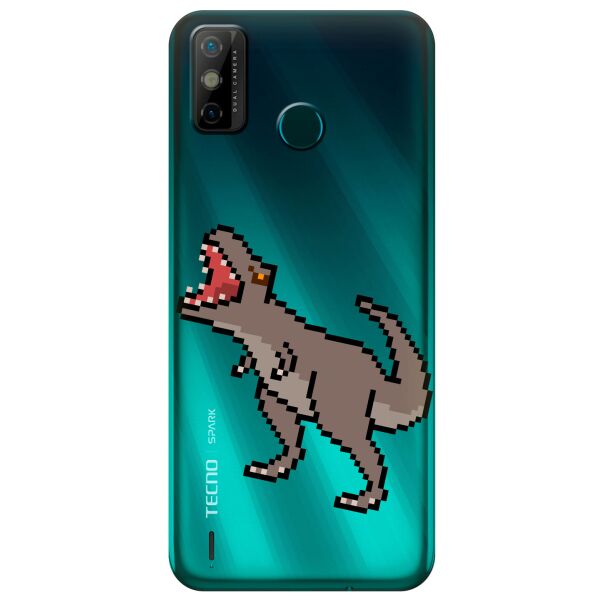 

Прозрачный силиконовый чехол iSwag для Tecno Spark 6 Go с рисунком - Пиксельный динозавр (KS9475)