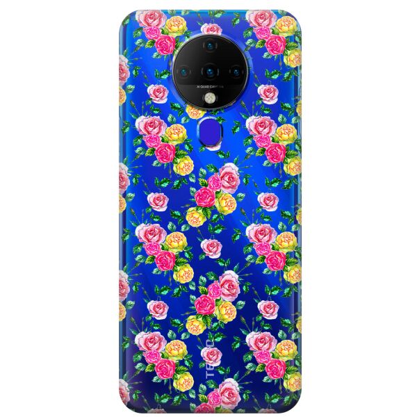 

Прозрачный силиконовый чехол iSwag для Tecno Spark 6 с рисунком - Розы (KS9501)