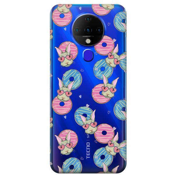 

Прозрачный силиконовый чехол iSwag для Tecno Spark 6 с рисунком - Зайчики (KS9505)
