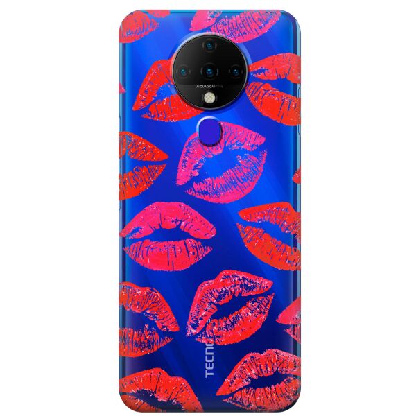 

Прозрачный силиконовый чехол iSwag для Tecno Spark 6 с рисунком - Поцелуи (KS9518)