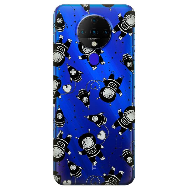 

Прозрачный силиконовый чехол iSwag для Tecno Spark 6 с рисунком - Космонавты (KS9519)
