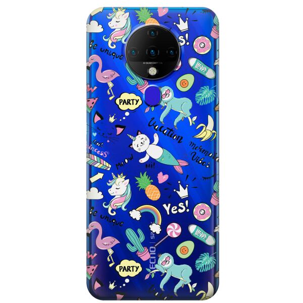 

Прозрачный силиконовый чехол iSwag для Tecno Spark 6 с рисунком - Летнее настроение (KS9522)