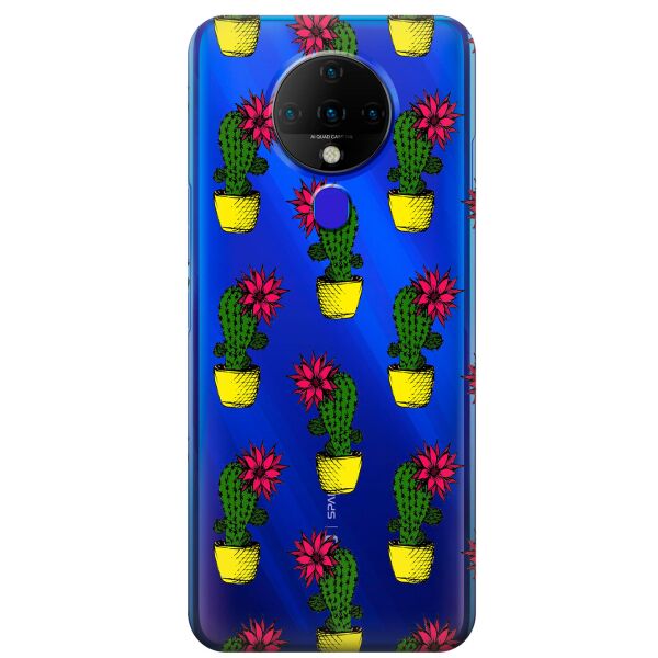 

Прозрачный силиконовый чехол iSwag для Tecno Spark 6 с рисунком - Кактусы (KS9528)
