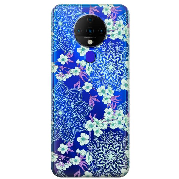 

Прозрачный силиконовый чехол iSwag для Tecno Spark 6 с рисунком - Цветочная мандала (KS9537)
