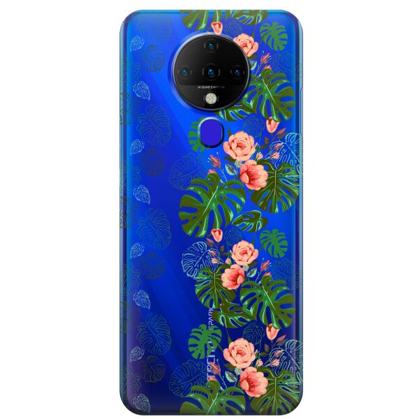 

Прозрачный силиконовый чехол iSwag для Tecno Spark 6 с рисунком - Тропические листья (KS9544)