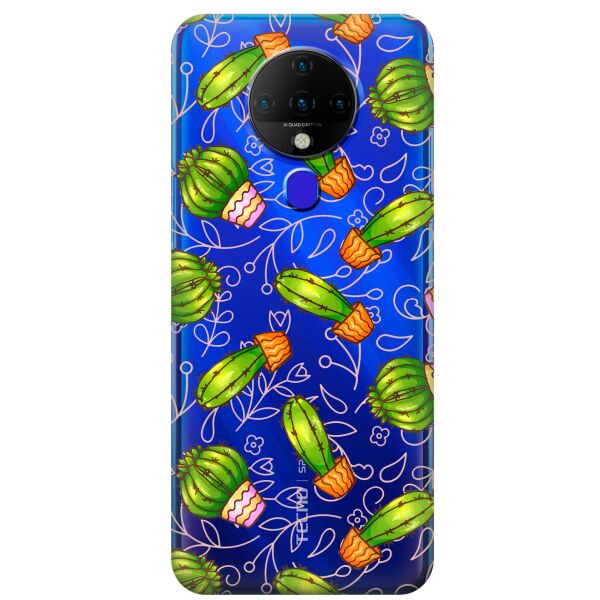 

Прозрачный силиконовый чехол iSwag для Tecno Spark 6 с рисунком - Арт кактусы (KS9549)