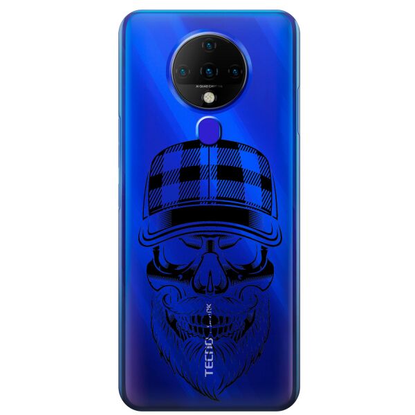 

Прозрачный силиконовый чехол iSwag для Tecno Spark 6 с рисунком - Бородатый череп (KS9551)