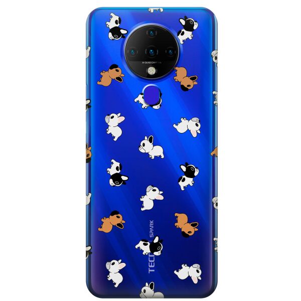 

Прозрачный силиконовый чехол iSwag для Tecno Spark 6 с рисунком - Французские бульдоги (KS9564)