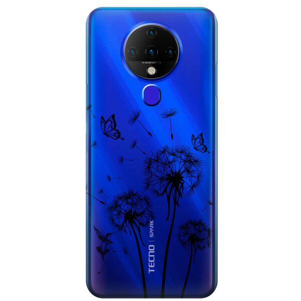 

Прозрачный силиконовый чехол iSwag для Tecno Spark 6 с рисунком - Одуванчики (KS9571)