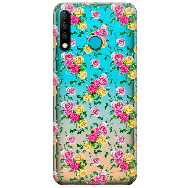 

Прозрачный силиконовый чехол iSwag для Tecno Spark 4 с рисунком - Розы (KS9726)